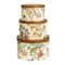 Household Essentials Multicolor Floral Nesting Hat Box Set with Faux Leather Lids